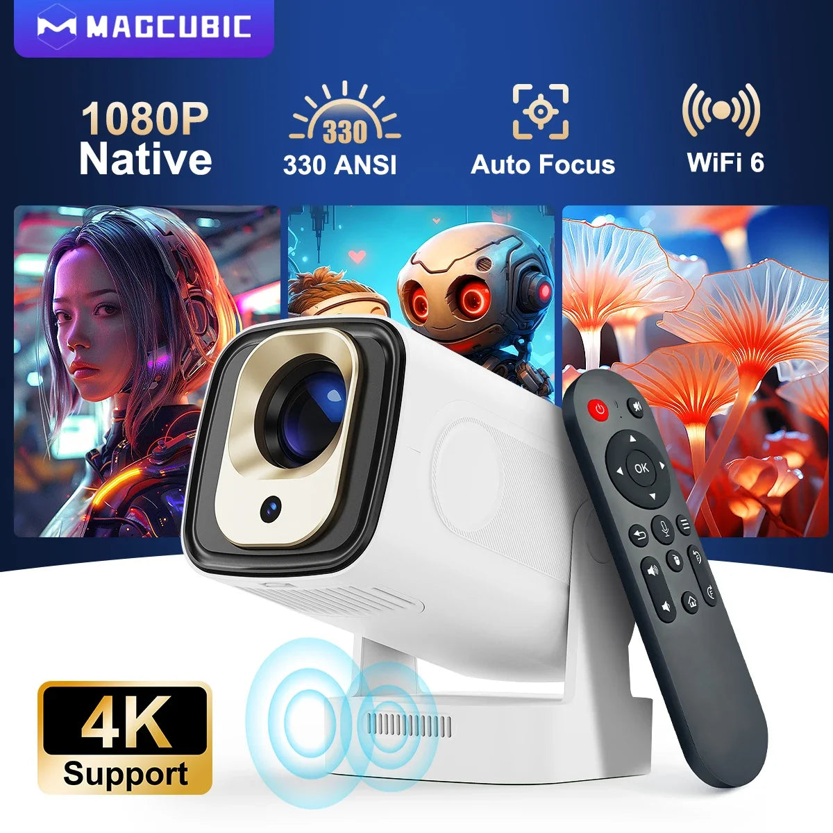 بروجكتر Magcubic HY310 ذكي 1080P مع دعم 4K